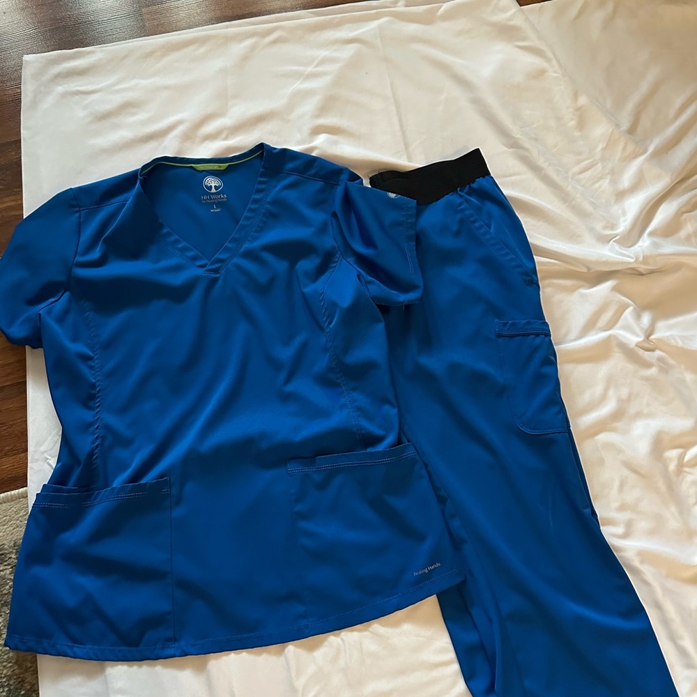 Royal Blue Medical Scrub Set - V-Neck Top & Pants